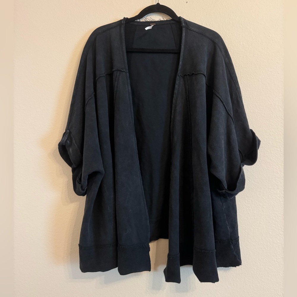 Free People Oversized Open-Front Black Sweatshirt Cardigan. Super comfy!